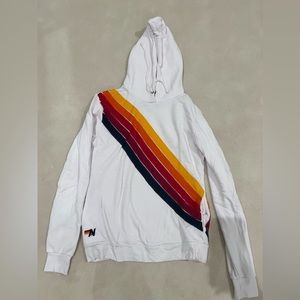 Aviator Nation White Classic Stripe Hoodie. Size M.